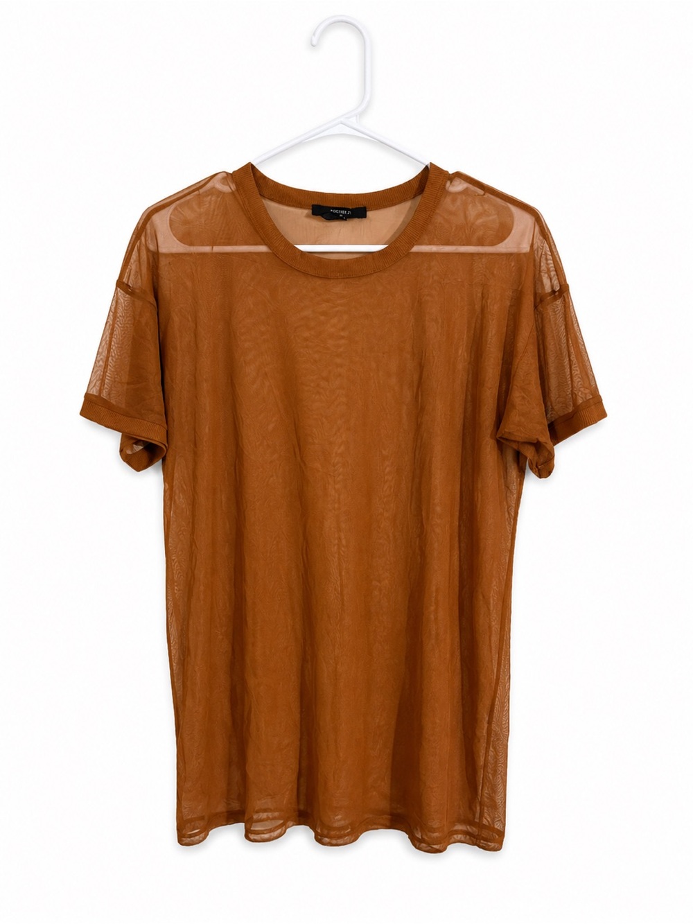 Forever 21 Sheer Swim Coverup Tee in Brown